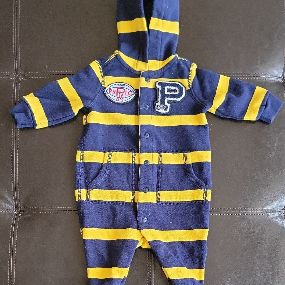Ralph Lauren Blue and Yellow Striped Kids Footie